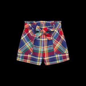 NEW Polo Ralph Lauren Girls Cotton Madras Pull-On Short Size 14